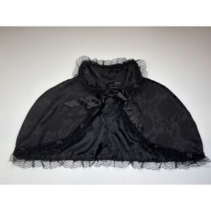 Victorian Gothic Steampunk Witchy Cape XXL Black Lace Trim Living Dead Souls